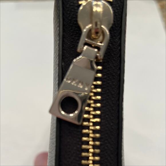 DKNY Faux Leather Perry Zip Around Wallet in Black - Picture 4 of 12